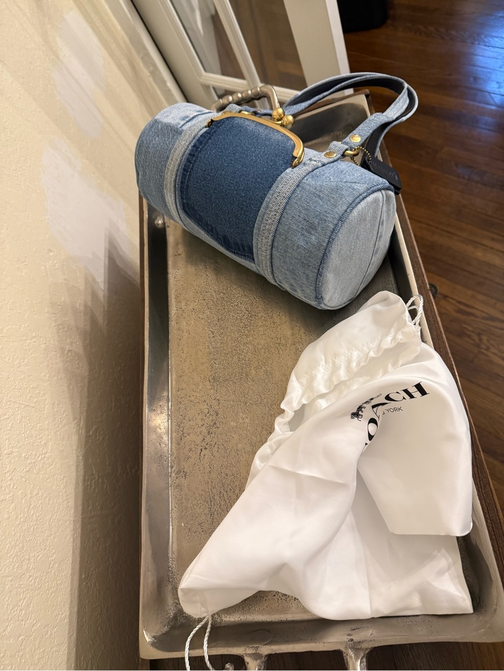 COACH - Originals Kisslock 28 Denim Barrel Bag - Picture 9 of 12